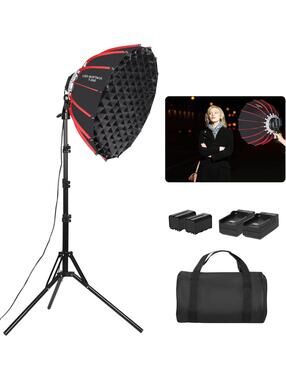 21in/55cm 60W Handheld LED Softbox Lighting Kit with Rechargeable Battery Grid